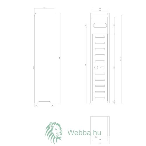 Fürdőszoba szekrény padlón, 1 ajtós, wc papír tartóval, fehér, 18 x 80 x 18 cm