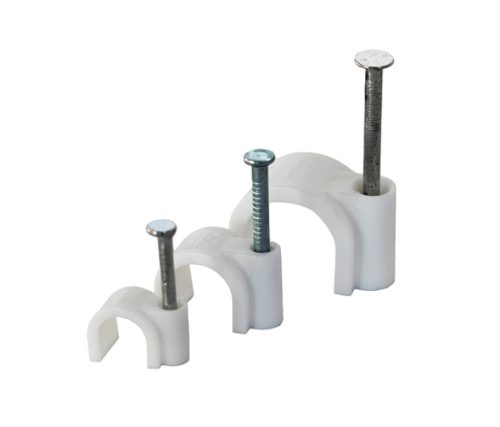 Kunststoff-Halbklemme, abgewinkelt, 4-7 mm, weiß, 100 Stk. / Packung, COMMEL