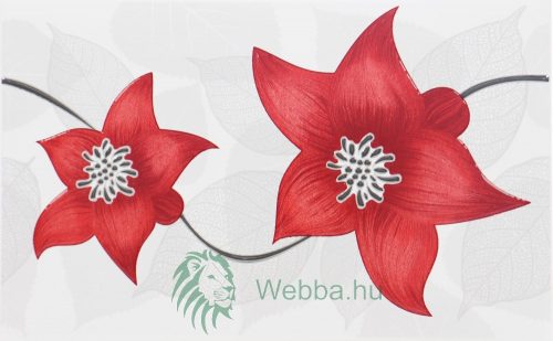 Fürdőszoba/konyha csempe dekor fényes vörös liliom 25,2 x 40,2 cm