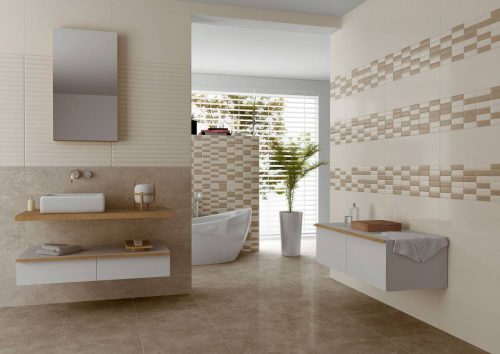 Dekorfliesen, Stockholm Mosaic, matt, beige, 20 x 60 cm