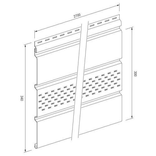 Perforált lambéria, PVC, grafit, 2,7 m