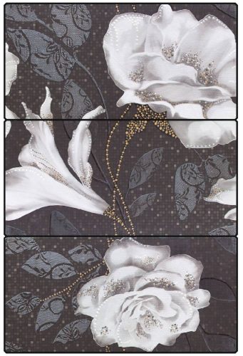 Dekorfliesen, Liverpool, Aurea, 3 Schwarz glänzend 25 x 50 cm
