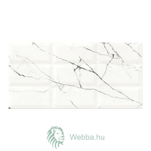 Arce White Structure Fürdőszoba/konyha csempe Fényes, fényes, fehér, márványutánzat, 29,7 x 60