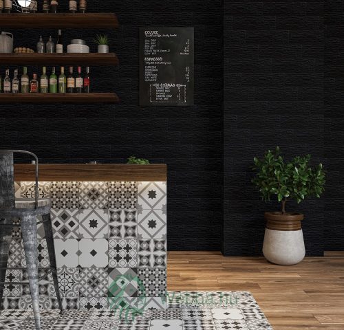 Opalo Valira külső / belső falburkolat, matt, kőutánzat, fekete, 17 x 52 cm