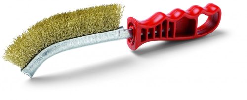 Gebogene Drahtbürste, Kupferwellstahldraht, Kunststoffgriff Tom Special