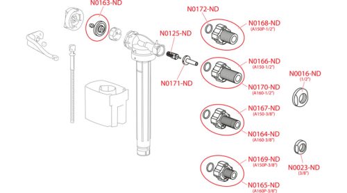 ALCA TOILETTENFÜLLVENTIL 3/8 "SEITE A16P