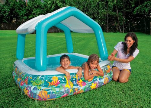 Intex aufblasbarer Pool mit Vorzelt, 157x157x122 cm