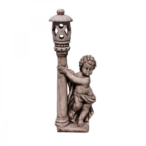 Kerti szobor, gyermek lámpával, 118 cm