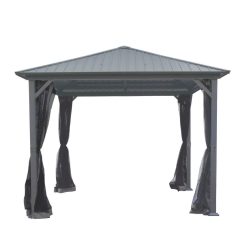 Gartenpavillon, quadratisch, Metallrahmen, 3 x 3 x 2,75 m²