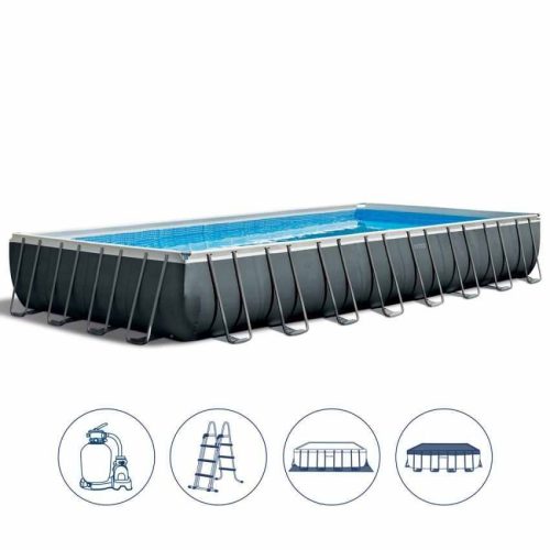 Metallrahmenpool, Intex 26374, mit Filterpumpe + Folie + Leiter, 975 x 488 x 132 cm