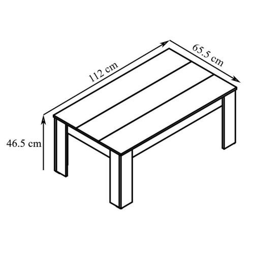 Marengo Couchtisch, Sonoma Eiche + Latte / Weiß, 112 x 65,5 x 46,5 cm 1C