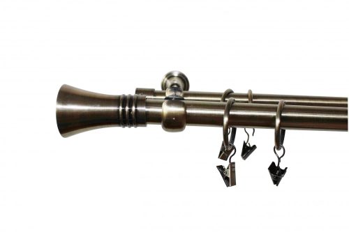 Doppelgardinenstange antik kupferfarben, Metall 19 + 16 mm / 200 cm + Zubehör DE-SJ87A