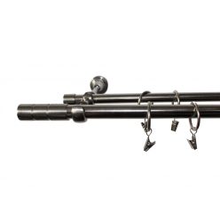   Doppelgardinenstange, nickelfarben, Metall 19 + 16 mm / 200 cm + Zubehör DE-GZ05N