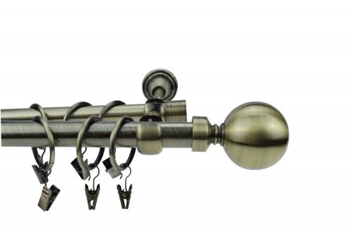 Doppelgardinenstange antikkupfer, Metall 19 + 16 mm / 240 cm + Zubehör DEGZR-15138A