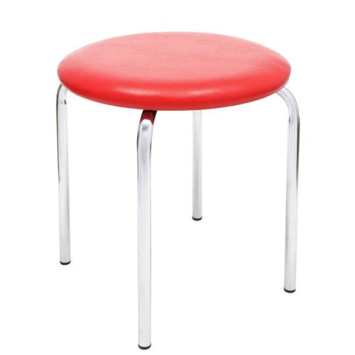 Szófia szék rögzített, kerek, piros bőrutánzattal, 45 x 45 x 46 cm