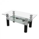 Couchtisch, 100x55x45cm, TT 166, Glas, schwarz 2C