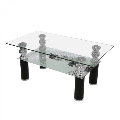 Dohányzóasztal,100x55x45cm, TT 166, üveg, fekete 2C
