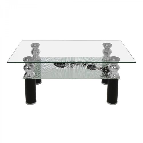 Couchtisch, 100x55x45cm, TT 166, Glas, schwarz 2C
