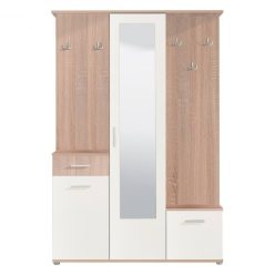 Vorraumschrank 133,5x33x197,5cm Sonoma + Weiß 2C