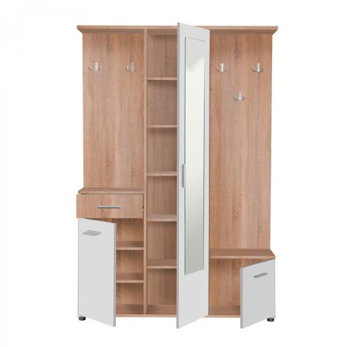 Vorraumschrank 133,5x33x197,5cm Sonoma + Weiß 2C