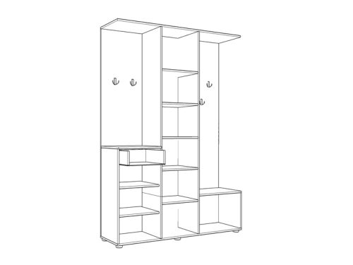 Vorraumschrank 133,5x33x197,5cm Sonoma + Weiß 2C