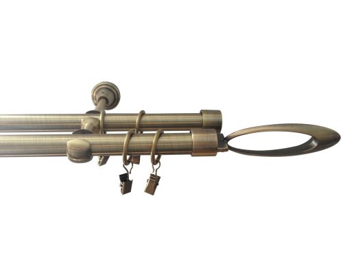 Doppelgardinenstange antikkupfer, Metall 19 mm / 200 cm + Zubehör YF035200D-SN