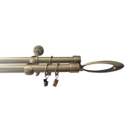   Doppelgardinenstange antikkupfer, Metall 19 mm / 240 cm + Zubehör YF035240D-SN