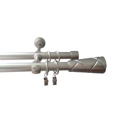   Doppelgardinenstange Nickel, Metall 19 mm / 200 cm + Zubehör YF068200D-SN