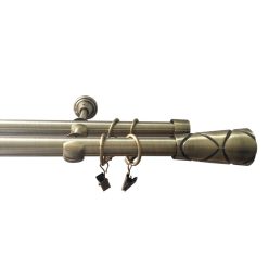  Doppelgardinenstange Metall, Messing antik 19 mm / 200 cm + Zubehör YF068200D-AB
