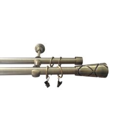   Doppelgardinenstange antikkupfer, Metall 19 mm / 240 cm + Zubehör YF068240D-AB