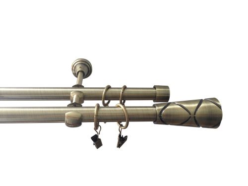 Doppelgardinenstange antikkupfer, Metall 19 mm / 240 cm + Zubehör YF068240D-AB