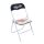 Konyha / nappali szék, kárpitozott, fehér acél, fekete + piros PVC