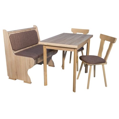 Konyhai pad 2 székkel + asztal, Adela, sonoma + barna, 92 x 58 x 88 cm 3C