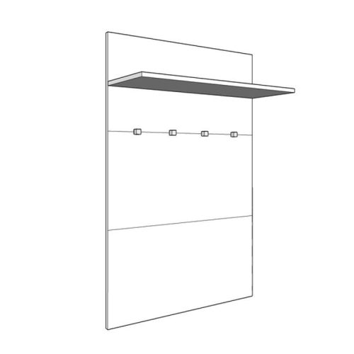 Einschub-Wandaufhänger mit 4 Aufhängern hellweiß + eiche grau, 760 x 196 x 1140 mm 2C