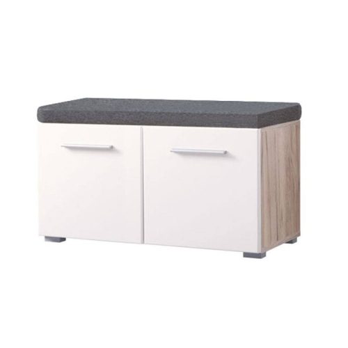 Beny Kommode mit 2 Türen, Eiche grau + hellweiß, 79 x 35 x 40 cm 2C