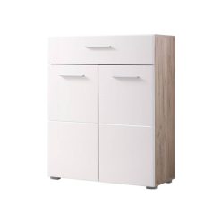   Flurschrank Beny 2K1F Eiche grau + weiße Glanzfolie, 79 x 35 x 97,5 cm, 2C