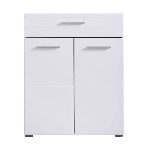 Flurschrank Beny 2K1F Eiche grau + weiße Glanzfolie, 79 x 35 x 97,5 cm, 2C