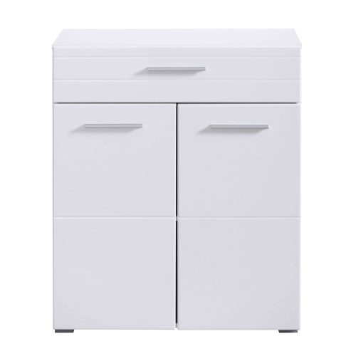 Flurschrank Beny 2K1F Eiche grau + weiße Glanzfolie, 79 x 35 x 97,5 cm, 2C