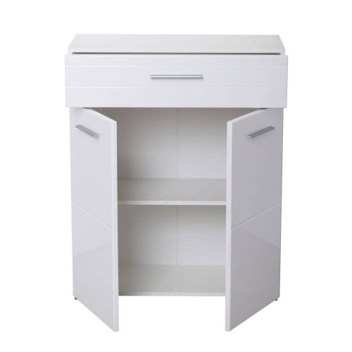Flurschrank Beny 2K1F Eiche grau + weiße Glanzfolie, 79 x 35 x 97,5 cm, 2C