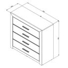 Kommode mit 4 Schubladen, 93x90,5x35cm, Etna 4F 2C