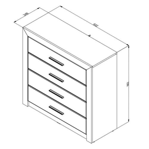 Kommode mit 4 Schubladen, 93x90,5x35cm, Etna 4F 2C