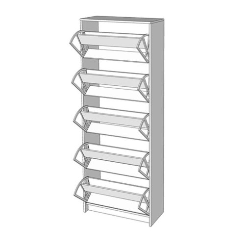 Schuhschrank Eiche grau, Hugo, 67 x 191,5 x 28 cm 2C