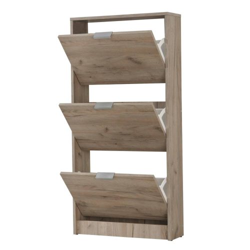 Schuhschrank, Eiche grau, Hugo, 67 x 119 x 28 cm (ca. 23 Paar Schuhe) 2C