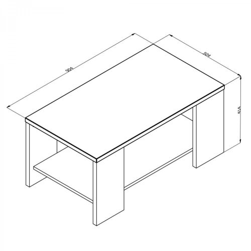 Couchtisch, Eiche grau, 90,5 x 50,5 x 41,5 cm 1C