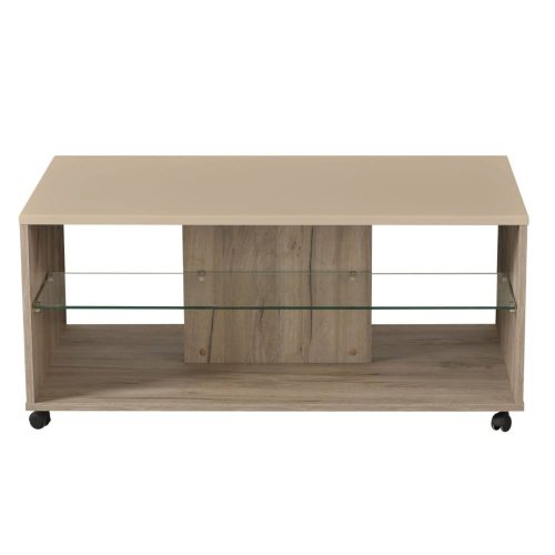 Empoli Couchtisch, Eiche grau + Sand glänzend, 101 x 60 x 45 cm 1C