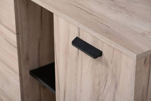 Kommode, Umbria 3K4F, grau + Eiche schwarz, 137,5 x 40 x 90,5 cm, 2C