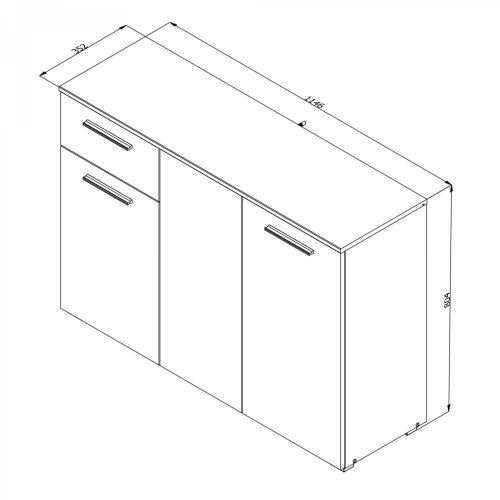 Rhythm Kommode, Sonoma + Weiß, 114,5 x 80,5 x 35 cm 2C