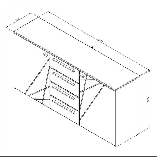 Xanti Kommode, weiß + hellweiß, 163 x 80,5 x 40 cm 2C
