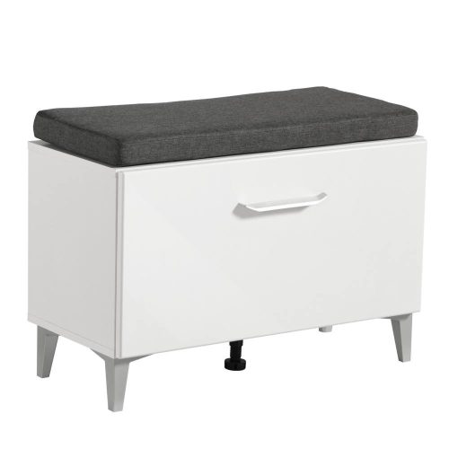 Vorraumschrank mit Sitz, 74,5 x 35 x 53 cm, hellweiß, (2cs)