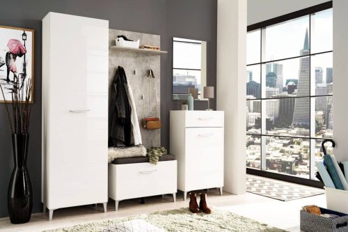 Vorraumschrank mit Sitz, 74,5 x 35 x 53 cm, hellweiß, (2cs)